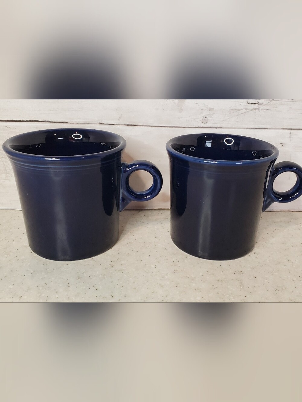 Fiesta Homer Laughlin Cobalt Blue Coffee Mugs Set of 2 USA Vintage Ceramic